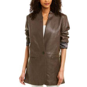 Halston Heritage Brown Leather Blazer